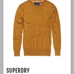 The superdry men’s mustard knit sweater size medium cotton cashmere